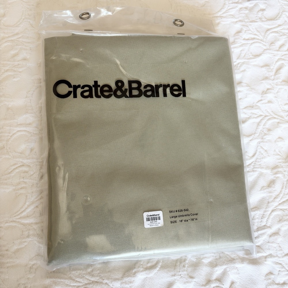Crate & Barrel Large Patio Umbrella Cover 16" Dia x 79" Outdoor Furniture Sage